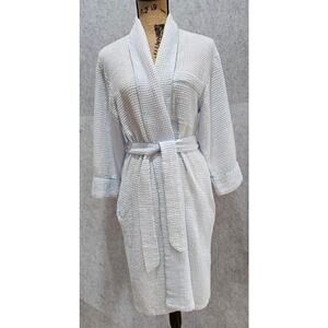 Cotton Real Robe, 100% Combed Cotton, Waffle Weave, Spa, Blue, New, Womens Sz S